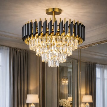 Brilagi - Opbouwkroonluchter ECLIPSE 7xE14/10W/230V Ø 48 cm zwart/goud