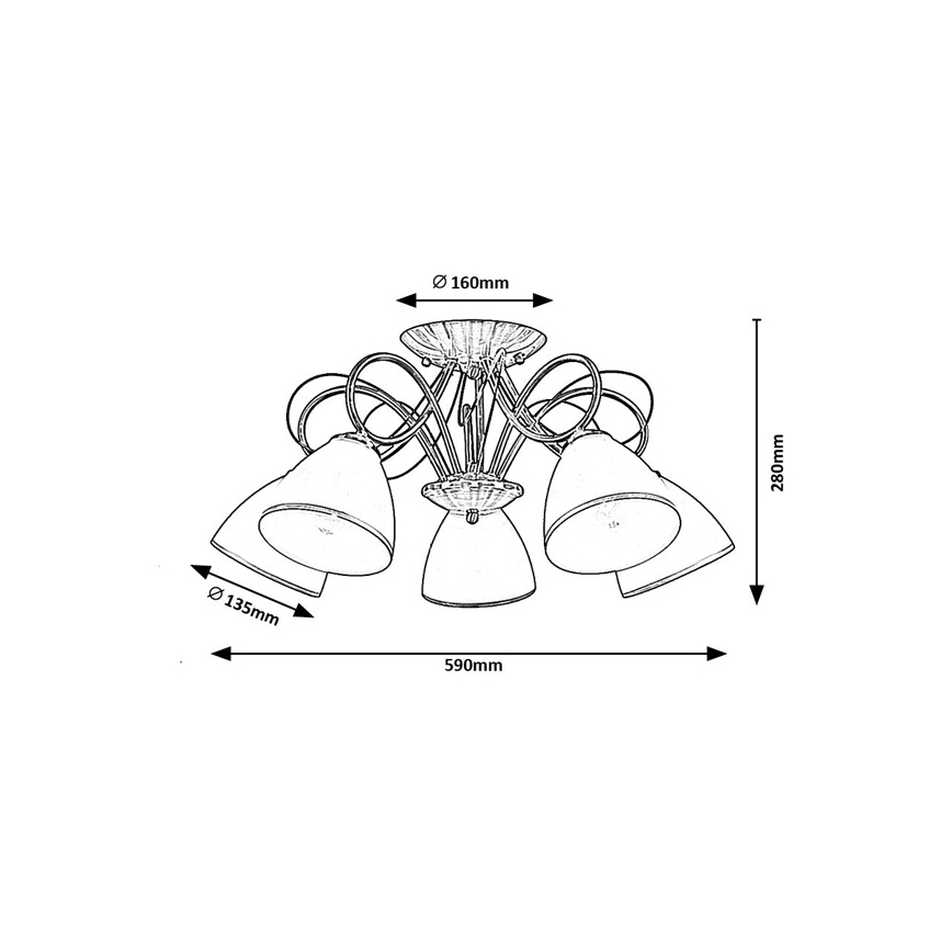 Brilagi - Opbouwkroonluchter FRED 5xE27/60W/230V Ø 59 cm bronskleurig