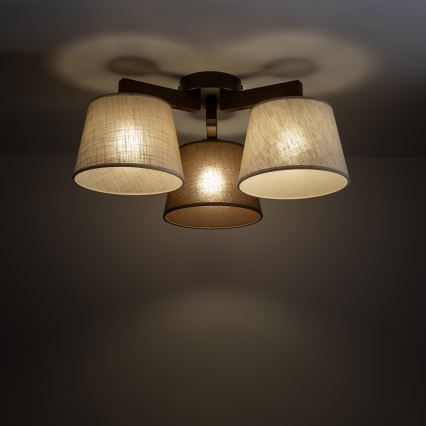 Brilagi - Opbouwkroonluchter LATTE 3xE27/60W/230V grenen/mix