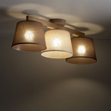 Brilagi - Opbouwkroonluchter LATTE SABIA 3xE27/15W/230V dennenhout/mix