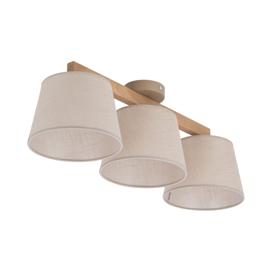 Brilagi - Opbouwkroonluchter LATTE SABIA 3xE27/15W/230V grenen/beige