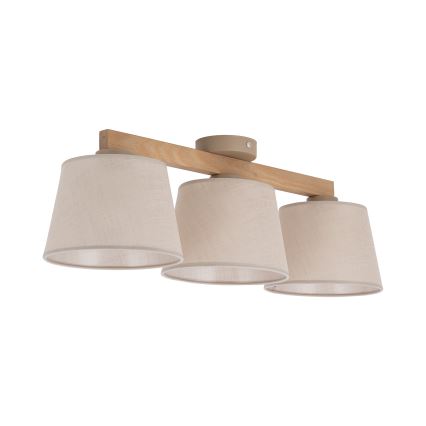 Brilagi - Opbouwkroonluchter LATTE SABIA 3xE27/15W/230V grenen/beige