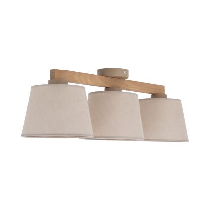 Brilagi - Opbouwkroonluchter LATTE SABIA 3xE27/15W/230V grenen/beige
