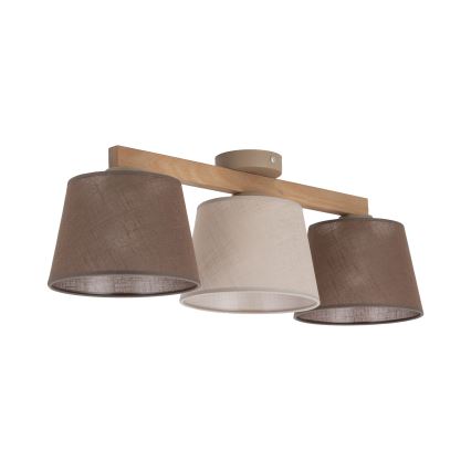 Brilagi - Opbouwkroonluchter LATTE SABIA 3xE27/60W/230V dennenhout/mix