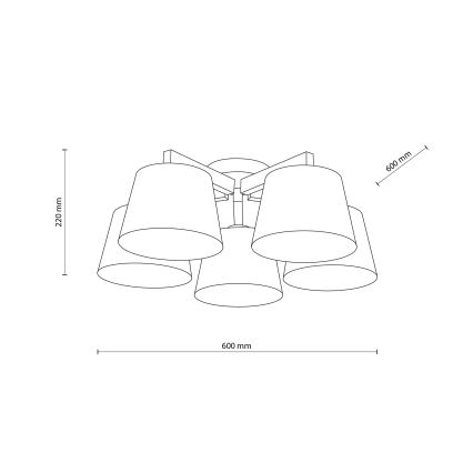 Brilagi - Opbouwkroonluchter LATTE SABIA 5xE27/15W/230V grenen/crème