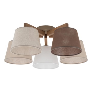 Brilagi - Opbouwkroonluchter LATTE SABIA 5xE27/15W/230V grenen/mix