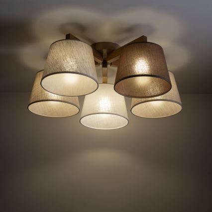 Brilagi - Opbouwkroonluchter LATTE SABIA 5xE27/15W/230V grenen/mix