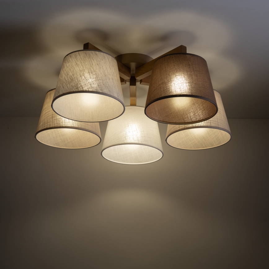 Brilagi - Opbouwkroonluchter LATTE SABIA 5xE27/15W/230V grenen/mix