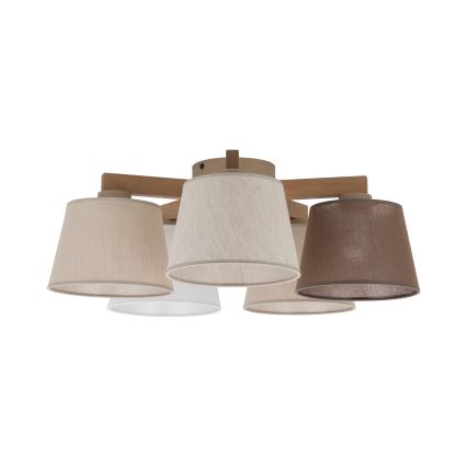 Brilagi - Opbouwkroonluchter LATTE SABIA 5xE27/15W/230V grenen/mix