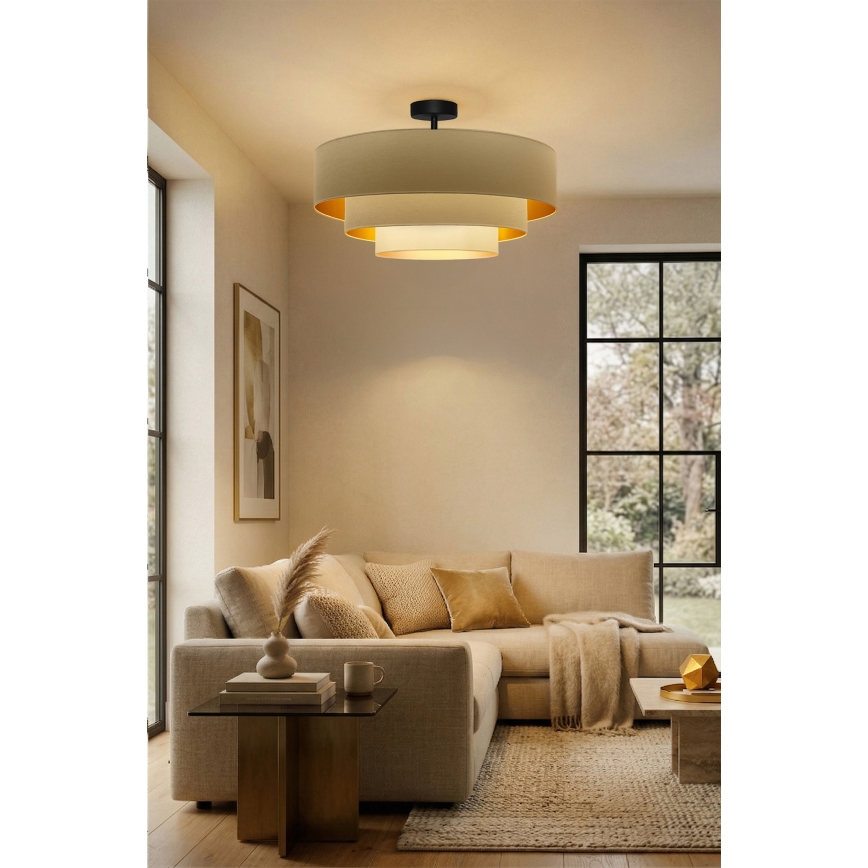 Brilagi - Opbouwkroonluchter LUNETA 3xE27/60W/230V Ø 80 cm crème/goud