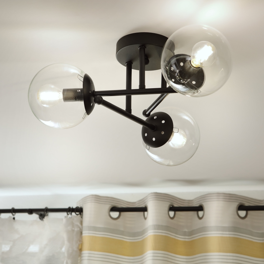 Brilagi - Opbouwkroonluchter MALIVA 3xE14/15W/230V zwart/helder