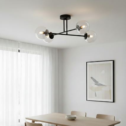 Brilagi - Opbouwkroonluchter MALIVA 4xE14/15W/230V zwart/helder