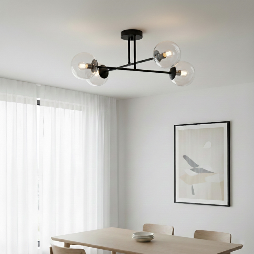 Brilagi - Opbouwkroonluchter MALIVA 4xE14/15W/230V zwart/helder