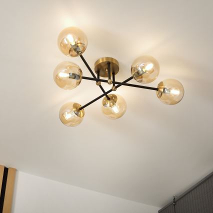 Brilagi - Opbouwkroonluchter MALIVA 6xE14/15W/230V goud