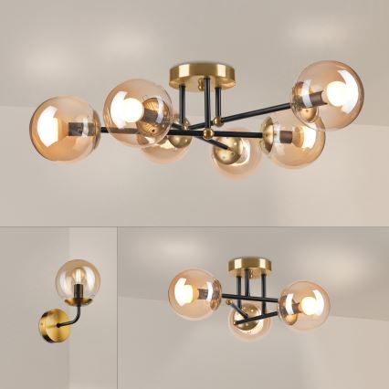 Brilagi - Opbouwkroonluchter MALIVA 6xE14/15W/230V goud