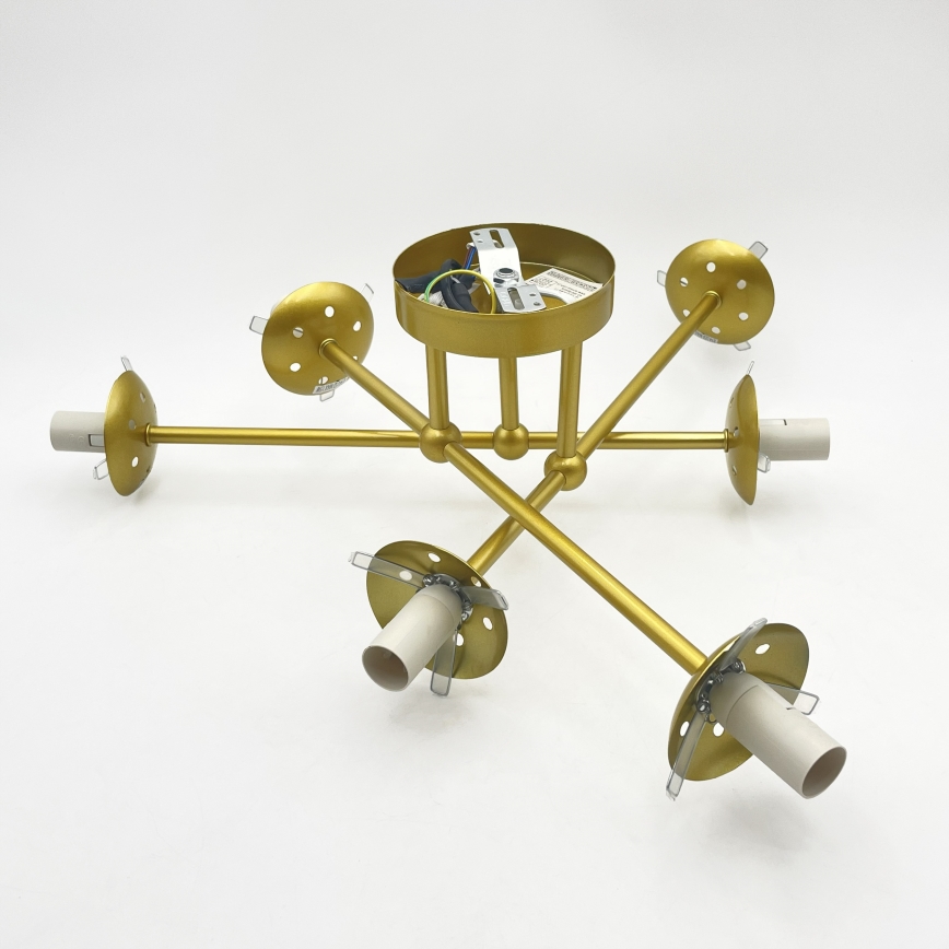 Brilagi - Opbouwkroonluchter MALIVA 6xE14/15W/230V goudkleurig/wit