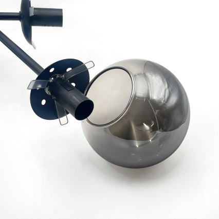 Brilagi - Opbouwkroonluchter MALIVA 6xE14/15W/230V zwart/rookglas