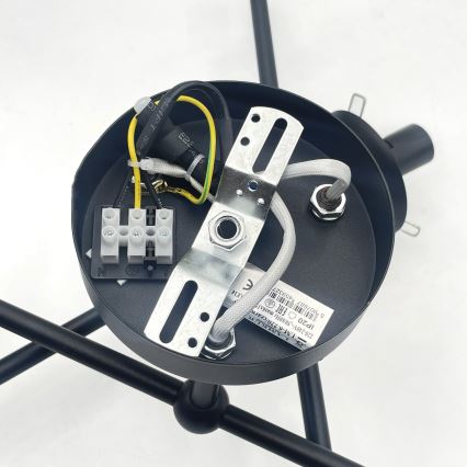 Brilagi - Opbouwkroonluchter MALIVA 6xE14/15W/230V zwart/rookglas