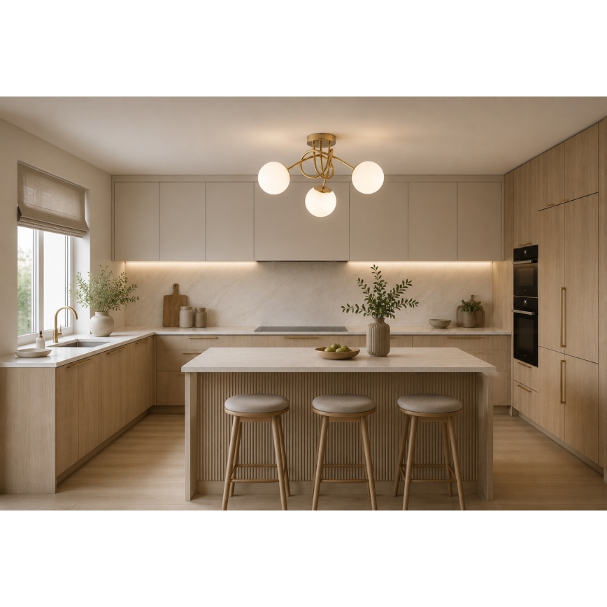 Brilagi - Opbouwkroonluchter MILO 3xE27/60W/230V goud