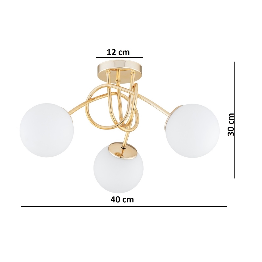 Brilagi - Opbouwkroonluchter MILO 3xE27/60W/230V goud