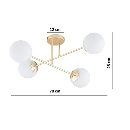 Brilagi - Opbouwkroonluchter MILO 4xE27/60W/230V goud