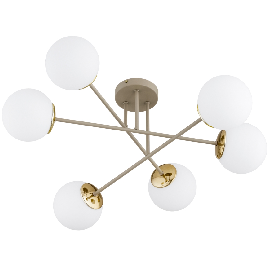 Brilagi - Opbouwkroonluchter MILO 6xE27/60W/230V beige/goud