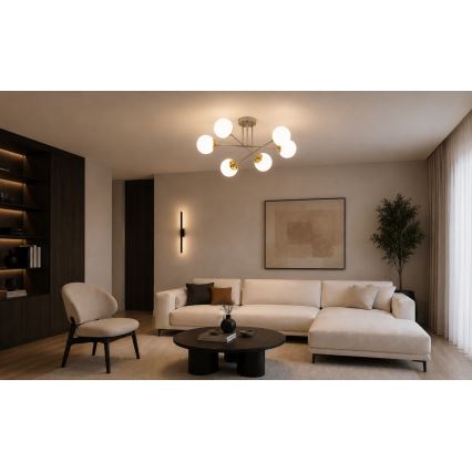 Brilagi - Opbouwkroonluchter MILO 6xE27/60W/230V beige/goud