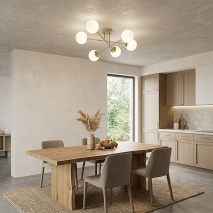 Brilagi - Opbouwkroonluchter MILO 6xE27/60W/230V beige/goud