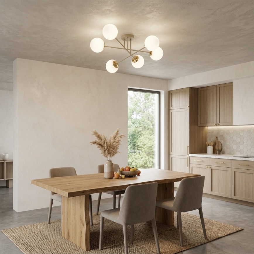 Brilagi - Opbouwkroonluchter MILO 6xE27/60W/230V beige/goud