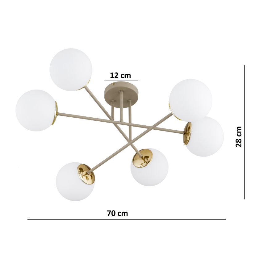 Brilagi - Opbouwkroonluchter MILO 6xE27/60W/230V beige/goud