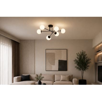 Brilagi - Opbouwkroonluchter MILO 6xE27/60W/230V zwart