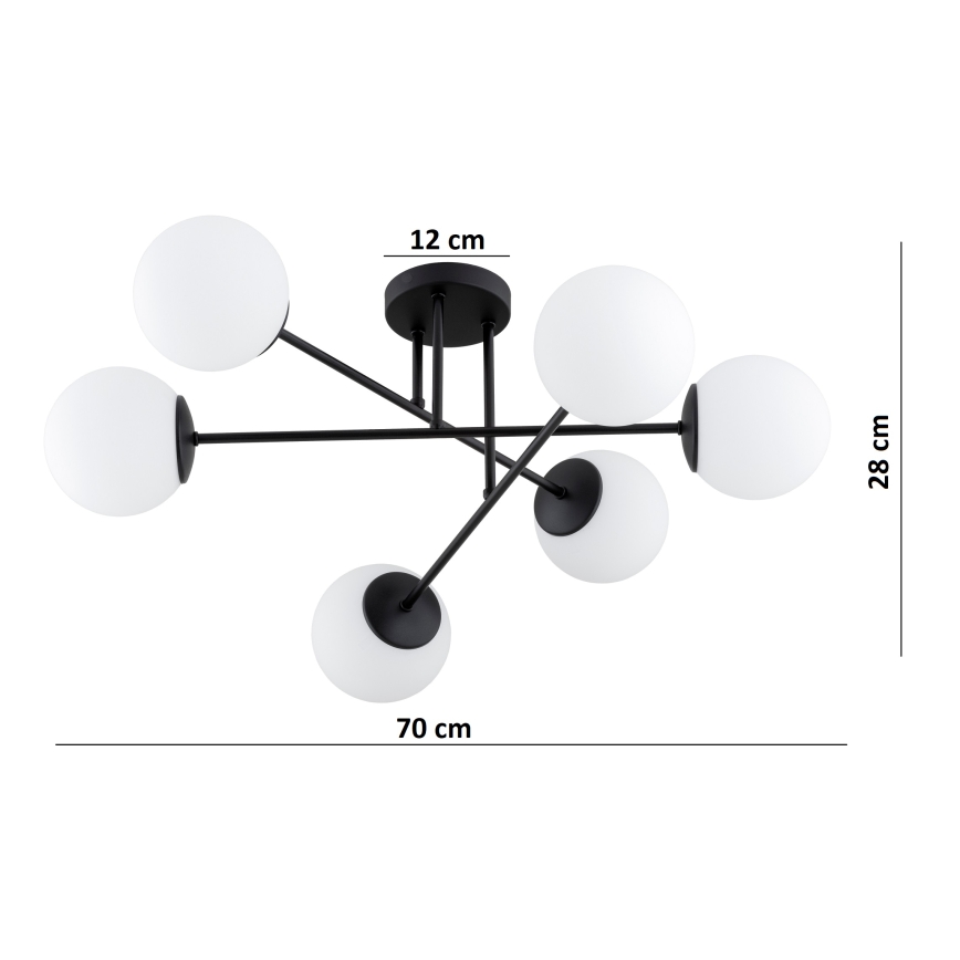 Brilagi - Opbouwkroonluchter MILO 6xE27/60W/230V zwart