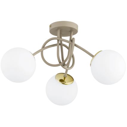 Brilagi - Opbouwkroonluchter MILO ECRU 3xE27/60W/230V beige/goud