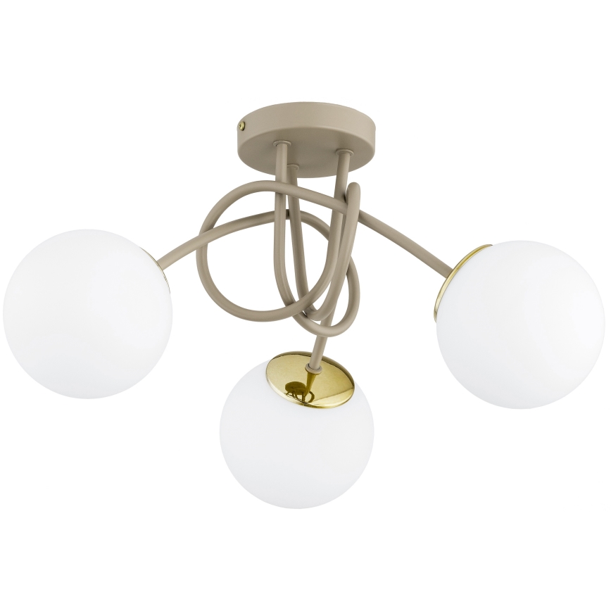 Brilagi - Opbouwkroonluchter MILO ECRU 3xE27/60W/230V beige/goud
