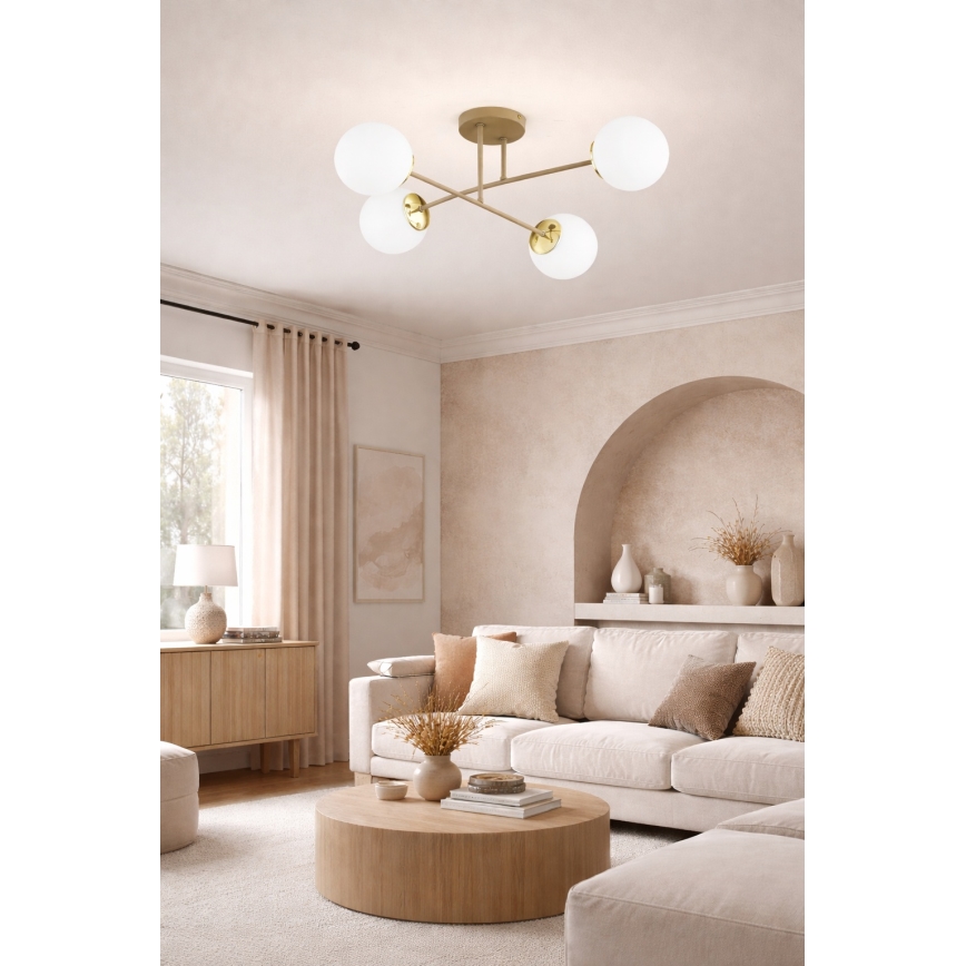 Brilagi - Opbouwkroonluchter MILO ECRU 4xE27/60W/230V beige/goud