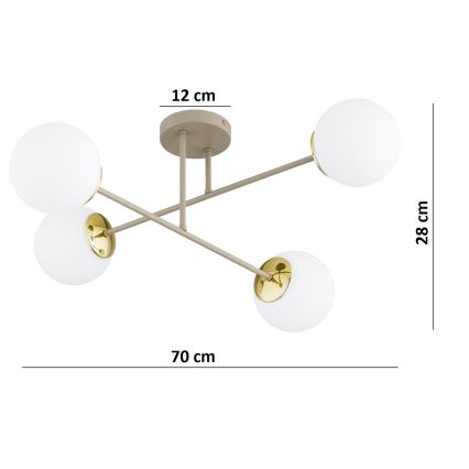 Brilagi - Opbouwkroonluchter MILO ECRU 4xE27/60W/230V beige/goud