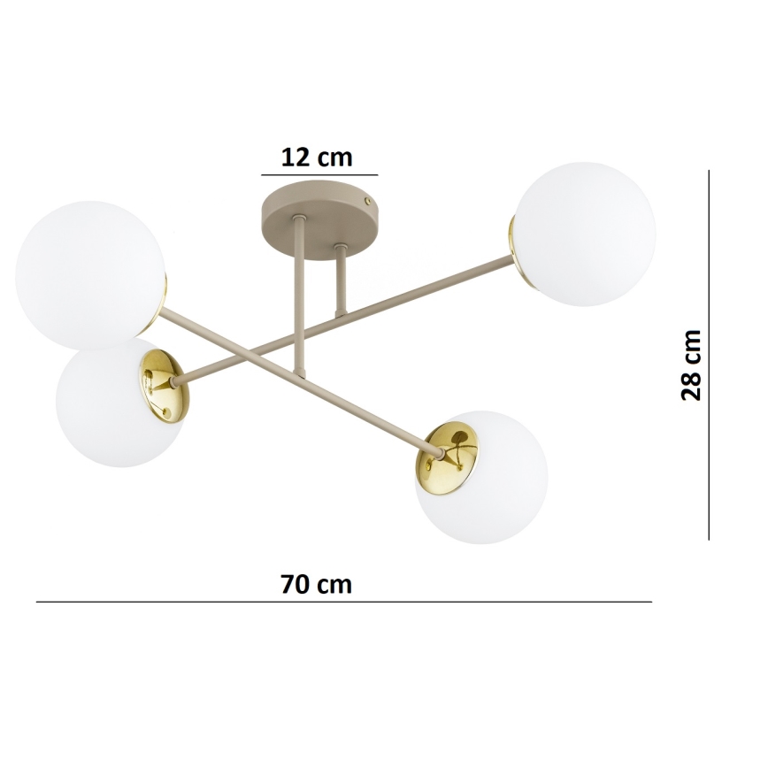 Brilagi - Opbouwkroonluchter MILO ECRU 4xE27/60W/230V beige/goud