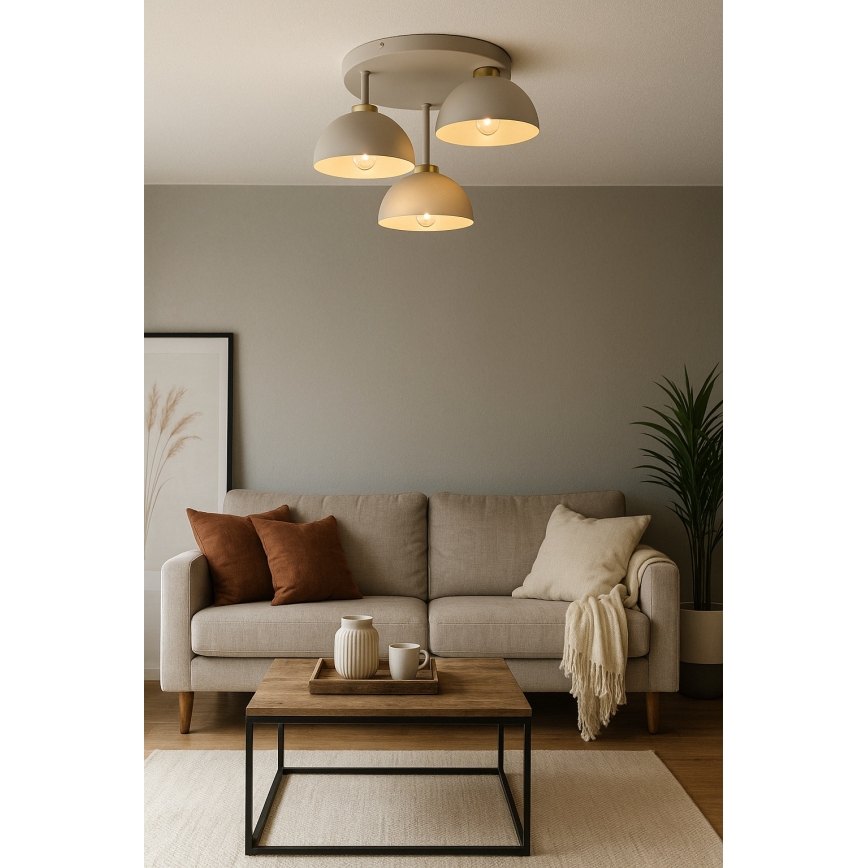 Brilagi - Opbouwkroonluchter MOON 3xE27/60W/230V beige/goud