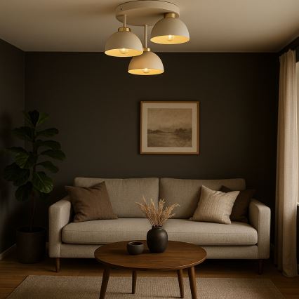Brilagi - Opbouwkroonluchter MOON 3xE27/60W/230V beige/goud