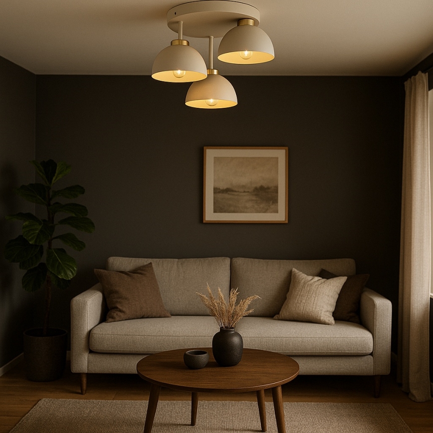 Brilagi - Opbouwkroonluchter MOON 3xE27/60W/230V beige/goud