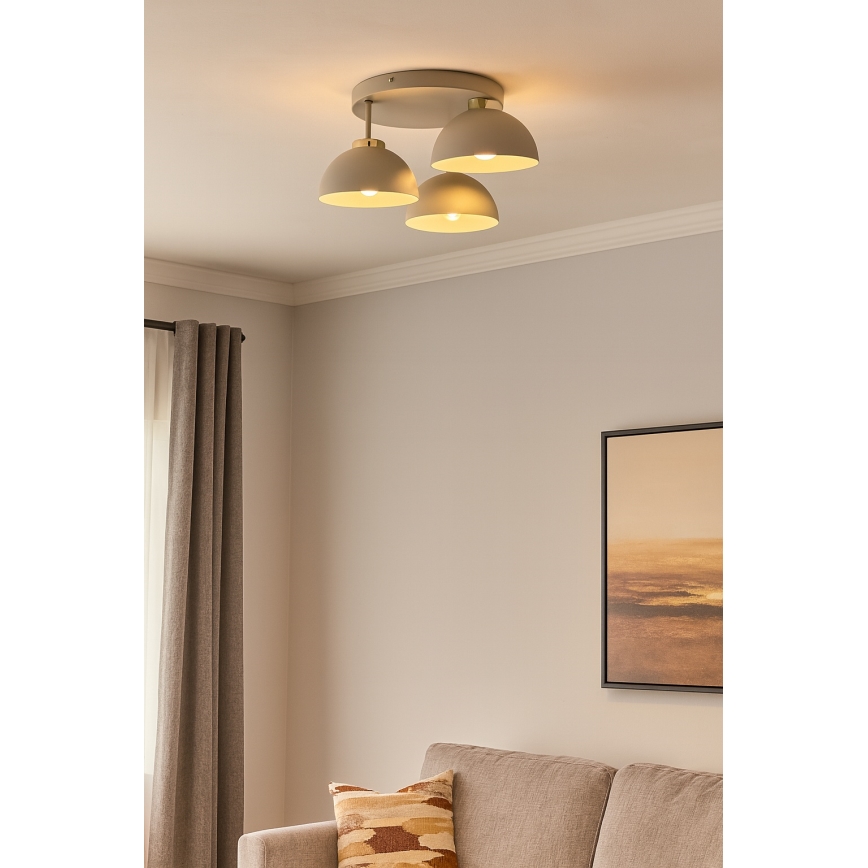Brilagi - Opbouwkroonluchter MOON 3xE27/60W/230V beige/goud