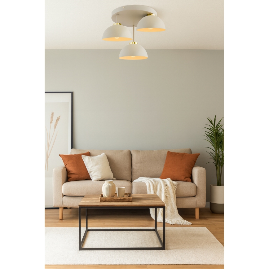 Brilagi - Opbouwkroonluchter MOON 3xE27/60W/230V beige/goud