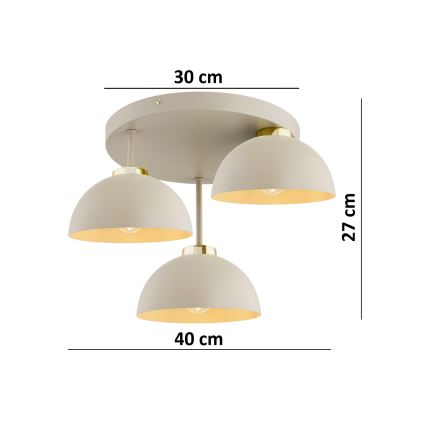 Brilagi - Opbouwkroonluchter MOON 3xE27/60W/230V beige/goud