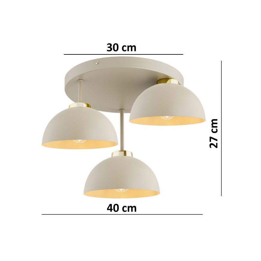 Brilagi - Opbouwkroonluchter MOON 3xE27/60W/230V beige/goud