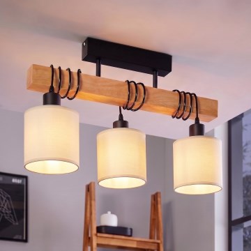 Brilagi - Opbouwkroonluchter NUBILA 3x E27/60W/230V grenen/crème