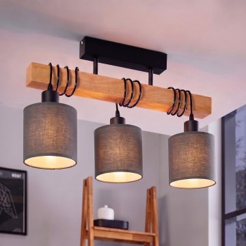 Brilagi - Opbouwkroonluchter NUBILA 3xE27/60W/230V grenen/antraciet