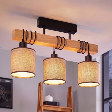 Brilagi - Opbouwkroonluchter NUBILA 3xE27/60W/230V grenen/bruin
