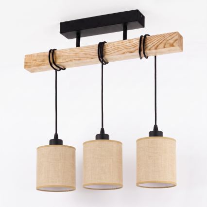 BRILAGI - Opbouwkroonluchter NUBILA 3xE27/60W/230V grenen/lichtbruin