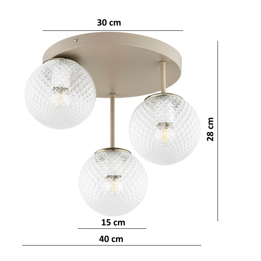 Brilagi - Opbouwkroonluchter STELLA 3xE27/60W/230V beige/goud