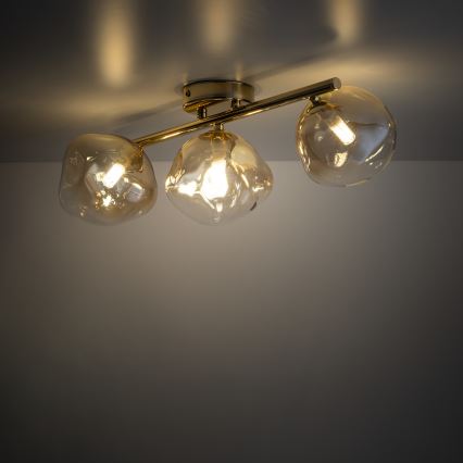 Brilagi - Opbouwkroonluchter VULCANO 3xG9/8W/230V goud/rookbeige